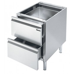 Soubassement en acier inoxydable, dimensions 400x550x580 mm.