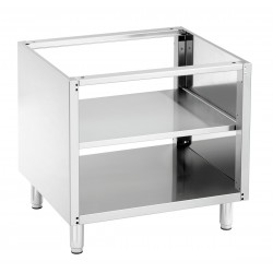 Soubassement inoxydable, dimensions 400x550x580 mm, pieds réglables.