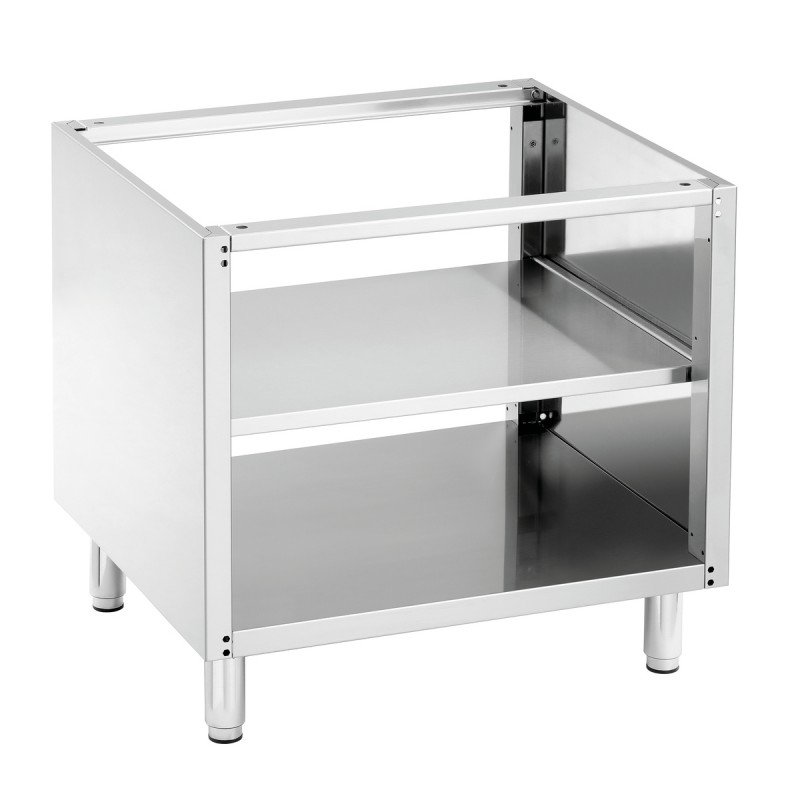 Soubassement inoxydable, dimensions 400x550x580 mm, pieds réglables. Soubassement inoxydable, dimensions 400x550x580 mm, pieds réglables.