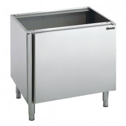 Soubassement inoxydable, porte, étagère, pieds réglables, 400x550x580 mm.