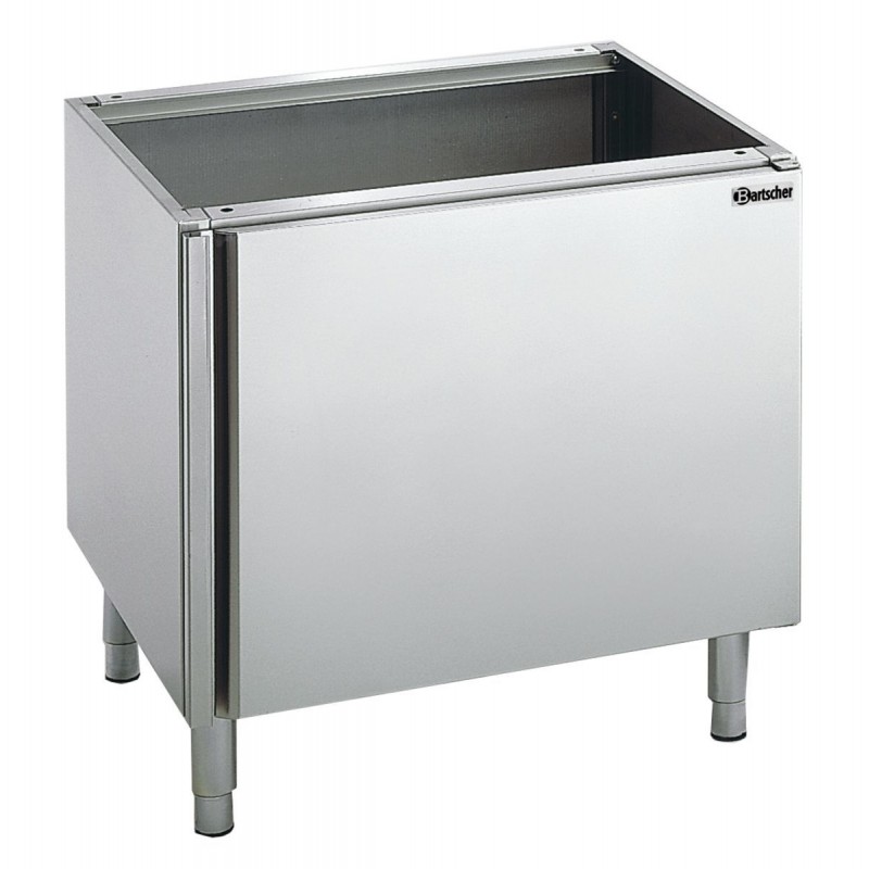 Soubassement inoxydable avec porte, étagère, pieds réglables. Dim : 600 X 550 X 580 mm Soubassement inoxydable avec porte, étagère, pieds réglables. Dim : 600 X 550 X 580 mm