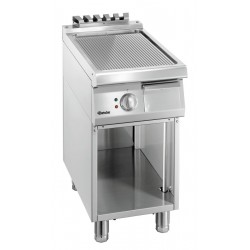 Plaque grill électrique, acier rainuré, 5 kW, 400 V. Dim : 400 X 700 X 850 mm