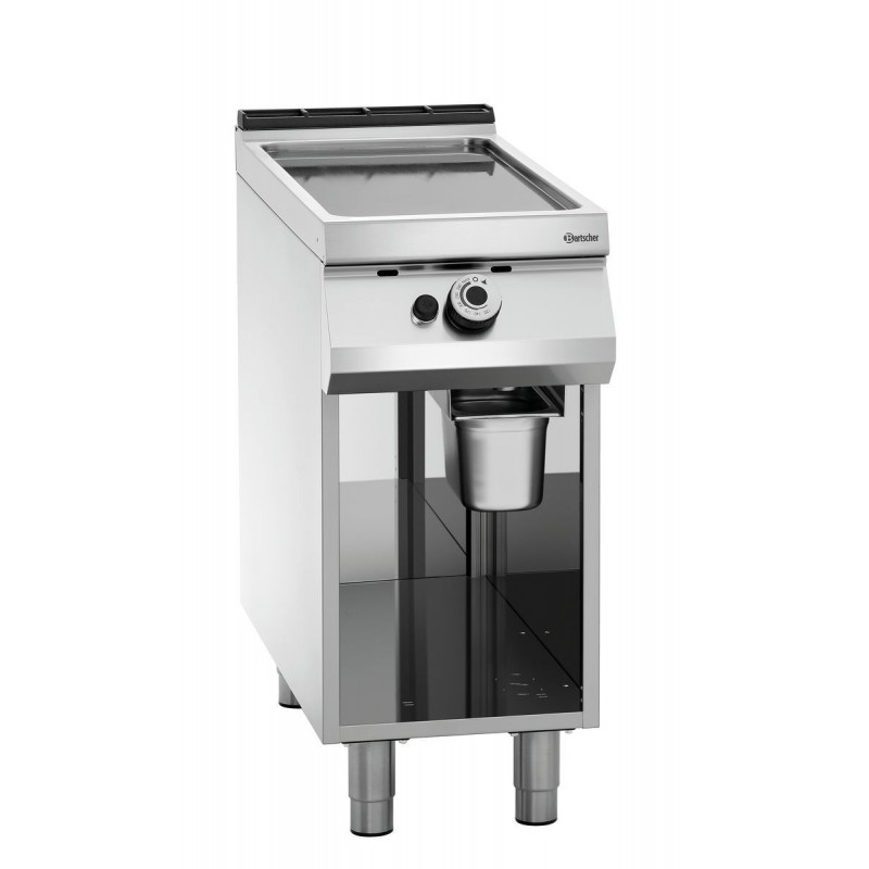 Plaque grill gaz lisse, acier inoxydable, 9 kW, 900 mm.