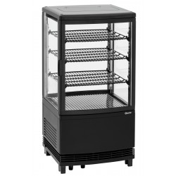 Mini-vitrine réfrigérée noire, 64L, dimensions 425x425 mm.