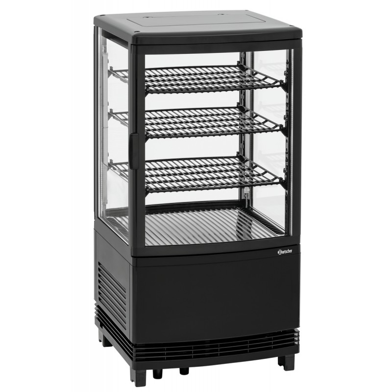 Mini-vitrine réfrigérée noire, 64L, dimensions 425x425 mm.