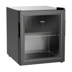 Réfrigérateur compact avec porte en verre, dimensions: 435x480x520 mm.