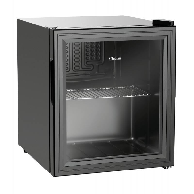 Réfrigérateur compact avec porte en verre, dimensions: 435x480x520 mm.