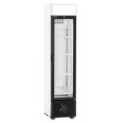 Réfrigérateur compact avec porte en verre, modèle GTK1-123. Dim : 450 X 525 X 2.025 mm