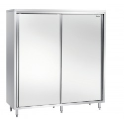 Armoire haute en acier inoxydable, 2 portes coulissantes. Dim : 1.4 X 600 X 2 mm