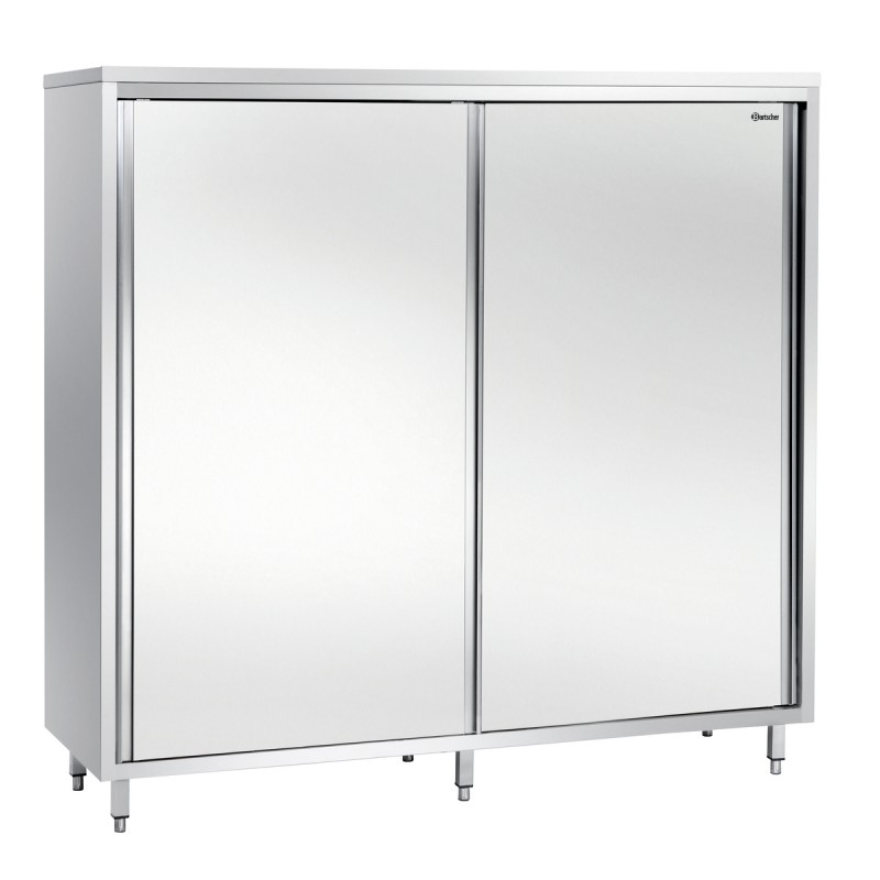 Armoire haute en acier inoxydable, 2 portes coulissantes. Dim : 1.6 X 600 X 2 mm