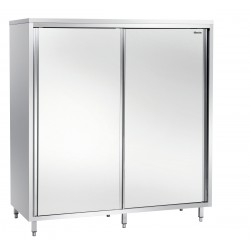 Armoire haute en acier inoxydable, 2 portes coulissantes. Dim : 1.4 X 700 X 2 mm
