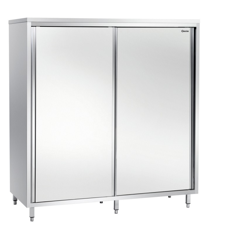 Armoire haute en acier inoxydable, 2 portes coulissantes. Dim : 1.4 X 700 X 2 mm