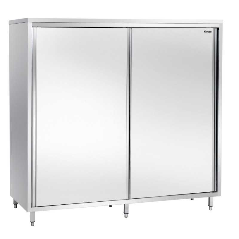 Armoire haute en acier inoxydable, 2 portes coulissantes. Dim : 1.6 X 700 X 2 mm