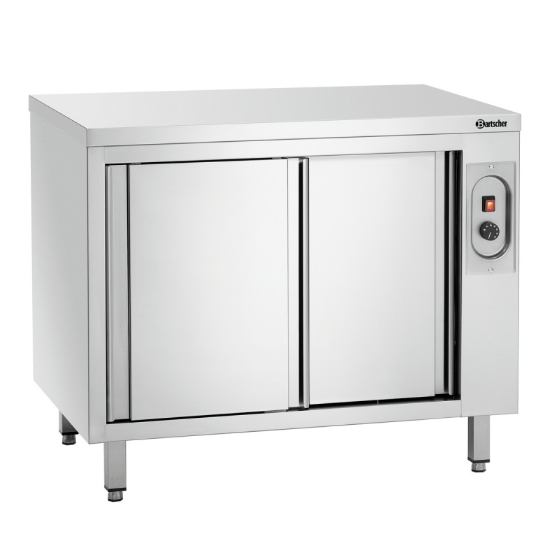 Armoire chauffante inox, 1000x700x850 mm, 2 kW, portes coulissantes.