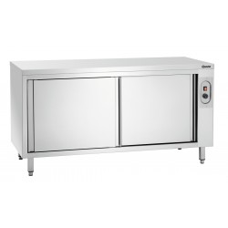Armoire chauffante inox, 1600x700x850 mm, 2 kW, portes coulissantes.