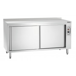 Armoire chauffante inox, 1600x700x850 mm, 2 kW, portes coulissantes.