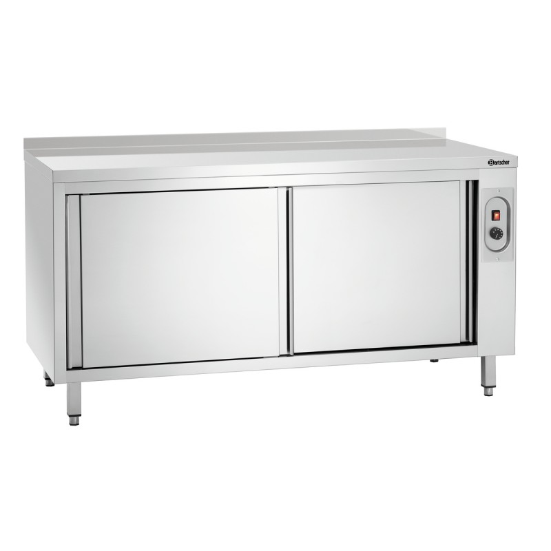 Armoire chauffante inox, 1600x700x850 mm, 2 kW, portes coulissantes.