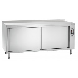 Armoire chauffante inox, 1800x700x850 mm, 2 kW, portes coulissantes.