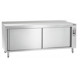 Armoire chauffante inox, 2000x700x850 mm, 2 kW, portes coulissantes.