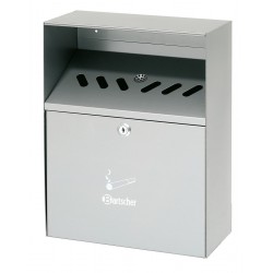 Cendrier mural en acier inoxydable, 6,5L, verrouillable. Dim : 280 X 140 X 373 mm