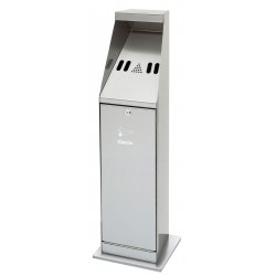 Cendrier colonne, acier inoxydable, verrouillable, 5,5L, 870mm.