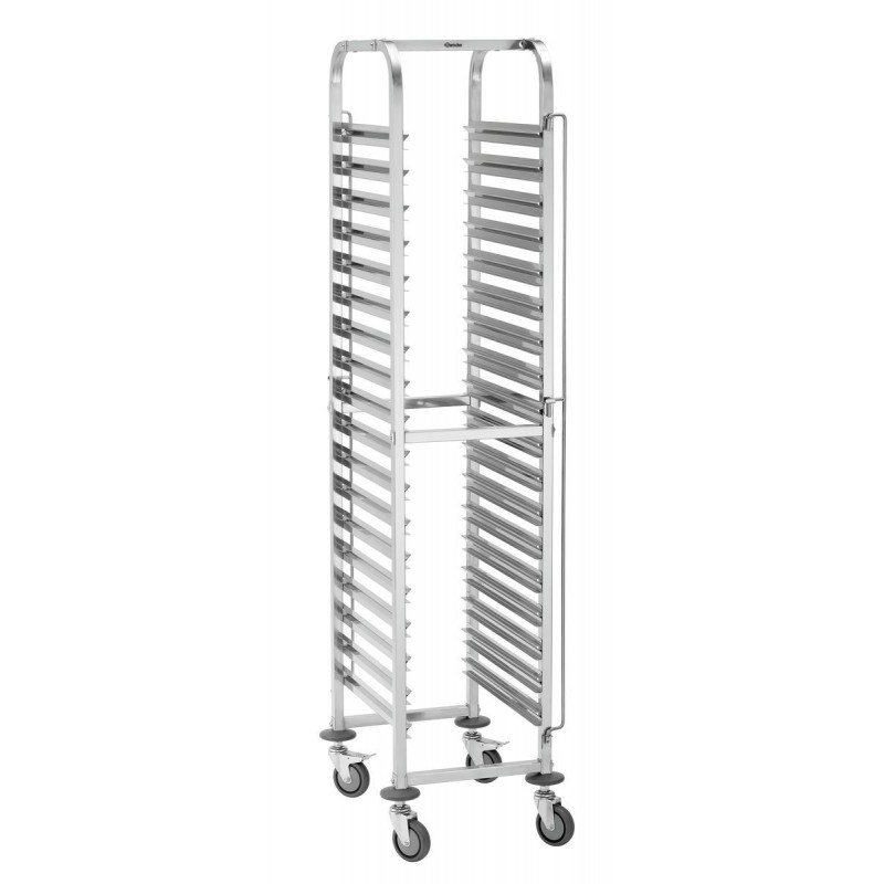 Chariot en acier inoxydable pour bacs GN, capacité 80 kg. Dim : 450 X 613 X 1.895 mm