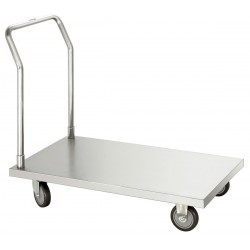 Chariot à plate-forme TP100, acier inoxydable, charge 200 kg. Dim : 560 X 1,05 X 925 mm