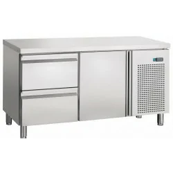 Table réfrigérée + 2+8°C - dessus Inox - 2 portes (option bloc tiroirs)