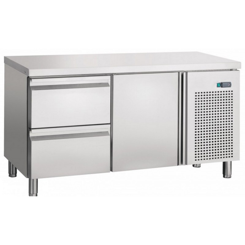 Table réfrigérée + 2+8°C - dessus Inox - 2 portes (option bloc tiroirs)