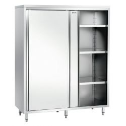 Armoire haute en acier inoxydable, 2 portes coulissantes. Dim : 1600 X 700 X 2000 mm