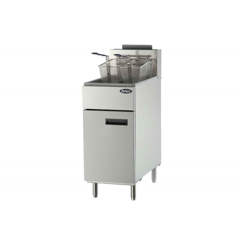 Friteuse 1 cuve haut rendement : 50kg frites/h - GAZ - Dim : 395x765x1128 mm Friteuse 1 cuve haut rendement : 50kg frites/h - GAZ - Dim : 395x765x1128 mm