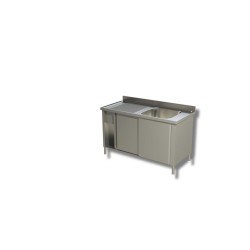 Plonge sur placard de rangement fermé - porte coulissante - 1 Bac à droite et égouttoir à gauche Dim : 100  x  70  x  85  cm