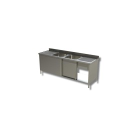 Plonge sur placard fermé porte coulissante égouttoir à droite et à gauche Dim : 240  x  60  x  85  cm