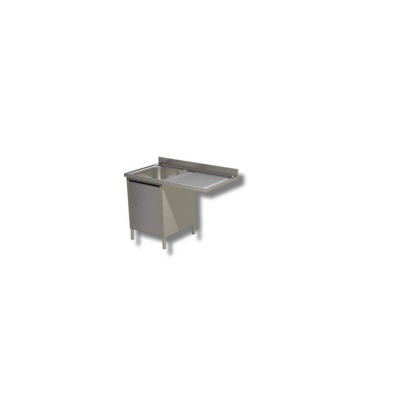 Plonge bac à gauche sur placard de rangement porte battante et passage lave vaisselle à droite Dim : 140 x 70 x 85 cm Plonge bac à gauche sur placard de rangement porte battante et passage lave vaisselle à droite Dim : 140 x 70 x 85 cm