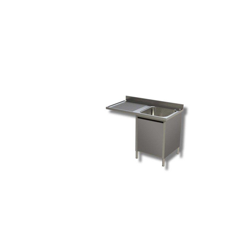 Plonge bac à droite sur placard de rangement porte battante et passage lave vaisselle à gauche Dim : 120 x 60 x 85 cm Plonge bac à droite sur placard de rangement porte battante et passage lave vaisselle à gauche Dim : 120 x 60 x 85 cm