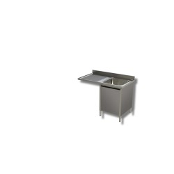 Plonge bac à droite sur placard de rangement porte battante et passage lave vaisselle à gauche Dim : 140  x  70  x  85  cm