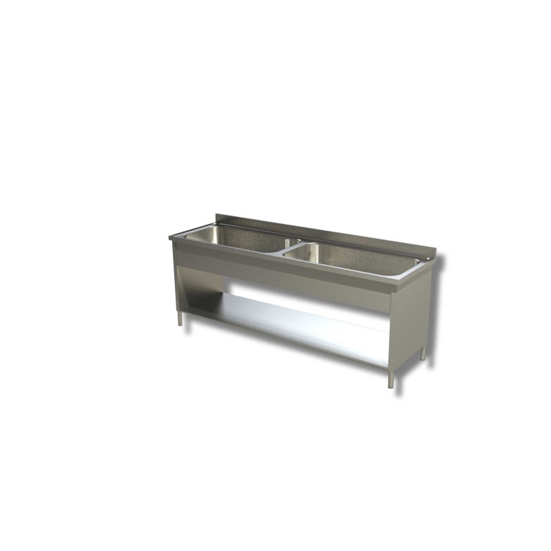 3 bacs de plonge sur placard de rangement ouvert Dim : 200 x 70 x 85 cm 3 bacs de plonge sur placard de rangement ouvert Dim : 200 x 70 x 85 cm
