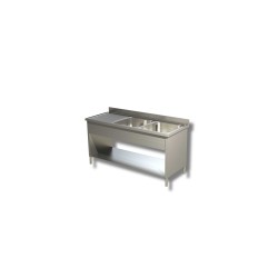 Plonge sur placard de rangement ouvert - 2 bacs à droite égouttoir à gauche Dim : 170  x  60  x  85  cm