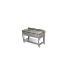 Plonge inox bac à gauche égouttoir à droite avec une étagère Dim : 110  x  60  x  85  cm