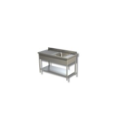 Plonge Inox bac à droite égouttoir à gauche avec une étagère Dim : 100  x  60  x  85  cm
