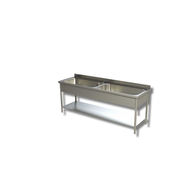 3 Bacs de plonge Inox sans égouttoir avec une étagère Dim : 200 x 70 x 85 cm 3 Bacs de plonge Inox sans égouttoir avec une étagère Dim : 200 x 70 x 85 cm