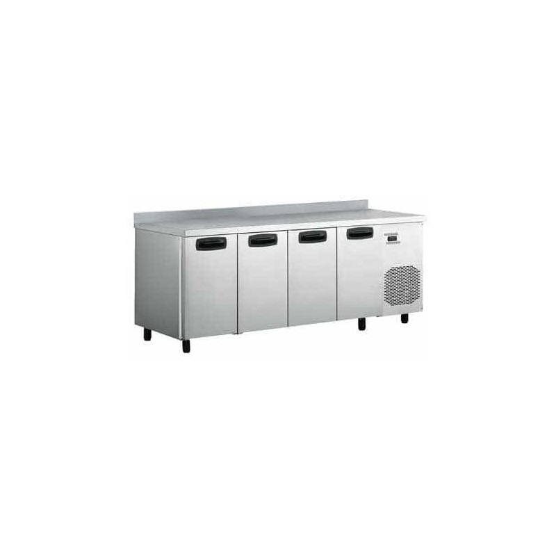 Table réfrigérée Inox/Aluminium avec dosseret - 4 portes - AFI