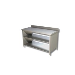 Meuble Bas adossé en Inox avec Étagère Intermédaire – Structure Ouverte - traversante Dim : 100 x 70 x 85 cm