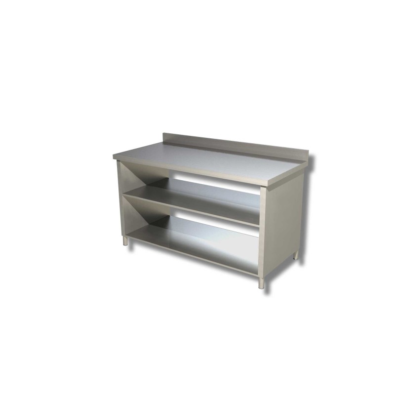 Meuble Bas adossé en Inox avec Étagère Intermédaire – Structure Ouverte - traversante Dim : 100 x 70 x 85 cm Meuble Bas adossé en Inox avec Étagère Intermédaire – Structure Ouverte - traversante Dim : 100 x 70 x 85 cm