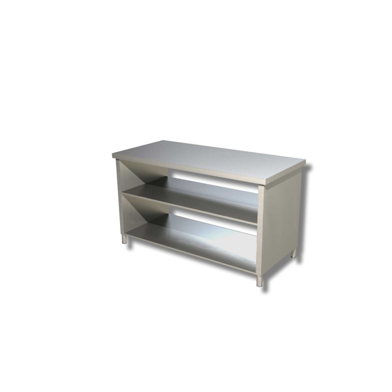 Meuble Bas centrale en Inox avec Étagère Intermédaire – Structure Ouverte - traversante Dim : 110 x 70 x 85 cm Meuble Bas centrale en Inox avec Étagère Intermédaire – Structure Ouverte - traversante Dim : 110 x 70 x 85 cm