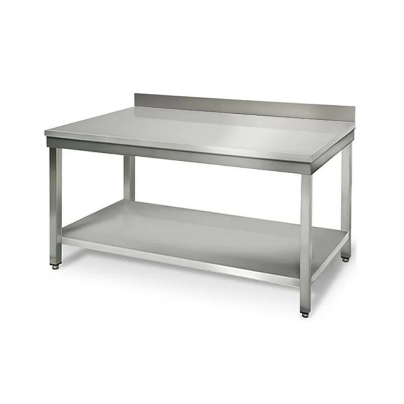 Table adossée avec étagère basse - inox - 1200 mm