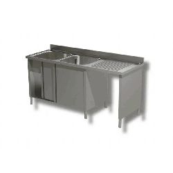 Plonge 2 bacs à gauche sur placard de rangement porte battante et passage lave vaisselle à droiteDim : 200x70x85 cm