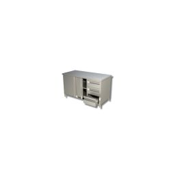 Meuble bas adossé sur placard 2 Niv. de rangement portes coulissantes et 3 tiroirs verticale à droite Dim : 140 x 70 x 85 cm