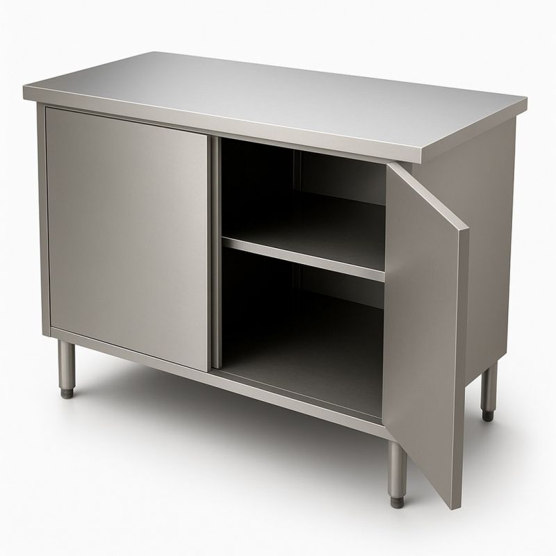 Meuble bas centrale en inox avec 2 Niv. de rangement porte battante Dim : 60 x 60 x 85 cm Meuble bas centrale en inox avec 2 Niv. de rangement porte battante Dim : 60 x 60 x 85 cm