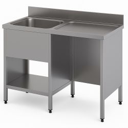 Plonge bac à gauche sur rangement ouvert et passage lave vaisselle à droiteDim : 120x60x85cm